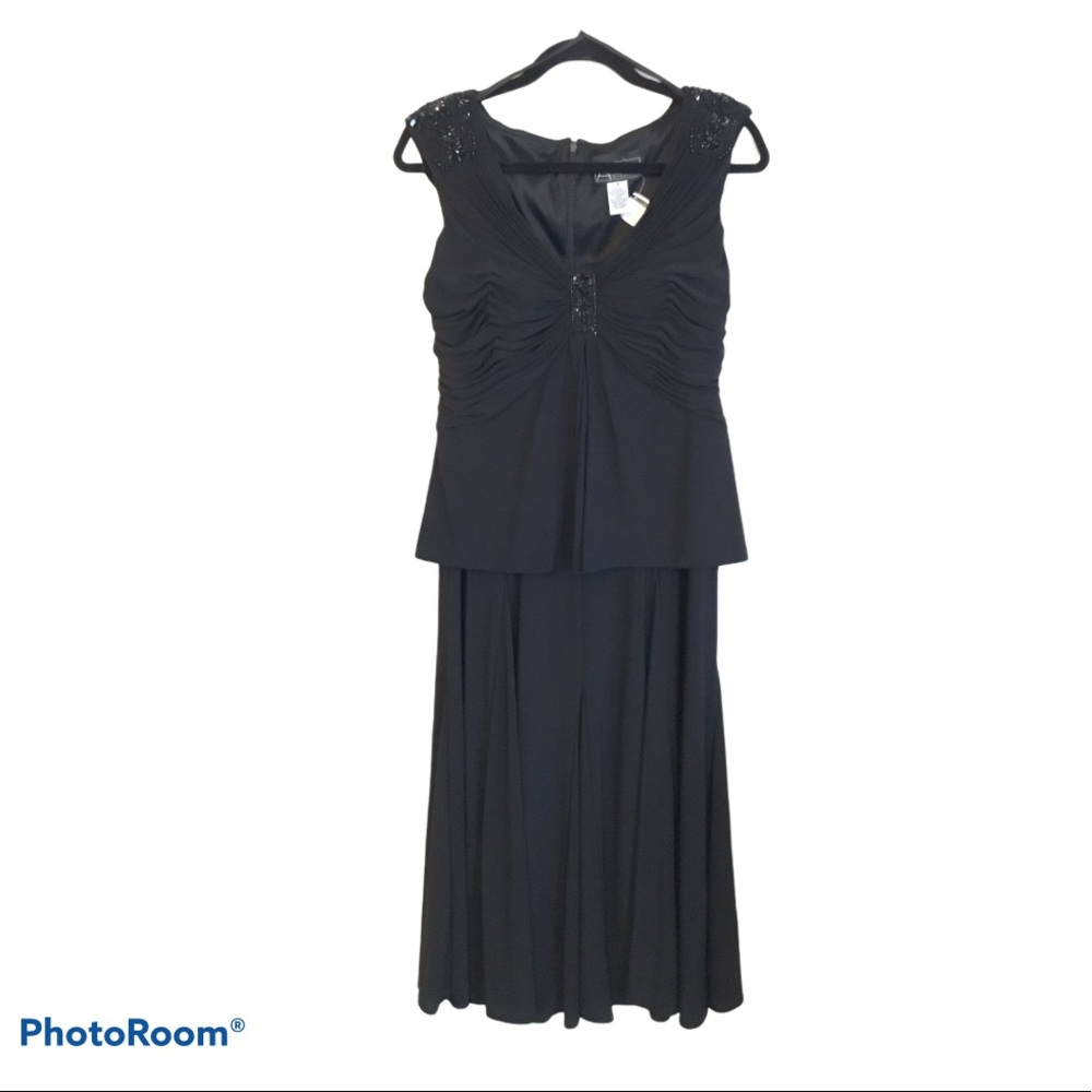 Alex Evenings Dress Black Sleeveless Beaded Size 8 #177